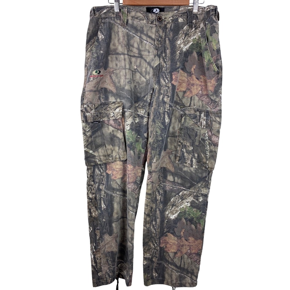 Mossy Oak Camo Cargo Hunting Pants Men's Large 36/38 Drawstring Hem Outdoors